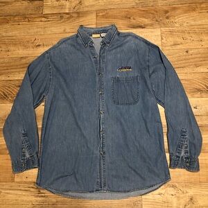 Vintage Red Oak LSU denim button up long sleeve shirt size L